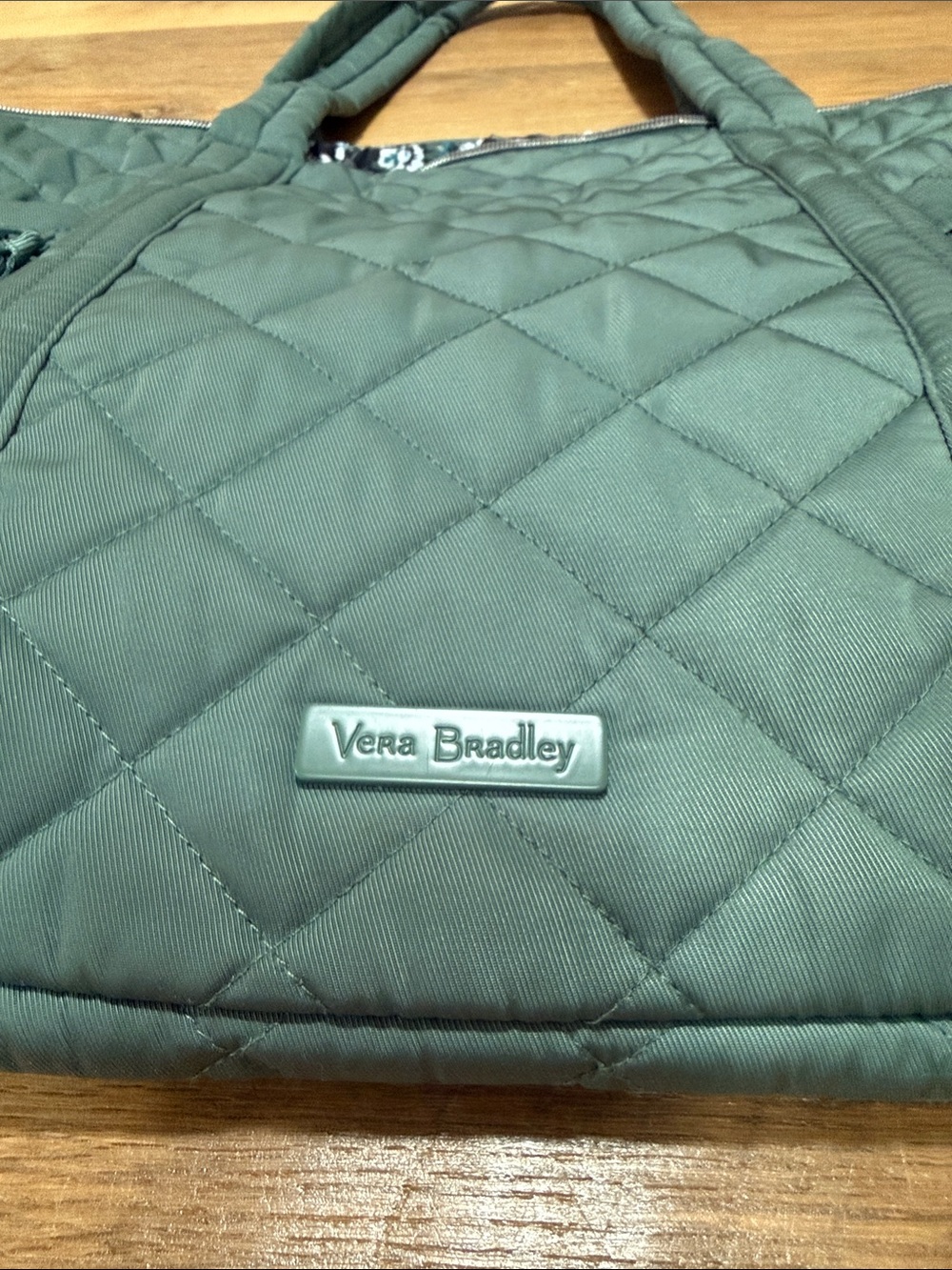 Vera Bradley Quilted Performance Twill Tote/Travel Bag - Olive Leaf - Picture 2 of 9